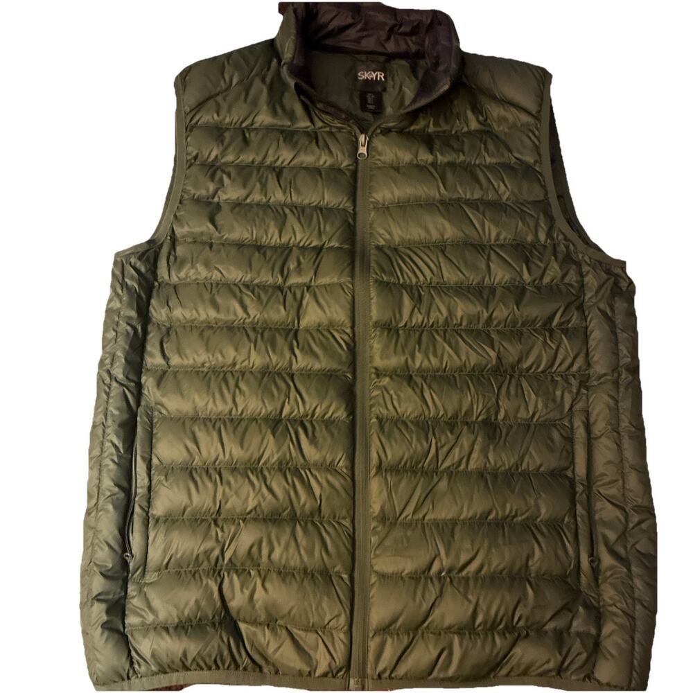 SKYR Mens L Duck Down Puffer Vest Black Full Zip Sleeveless Lightweight Quilted